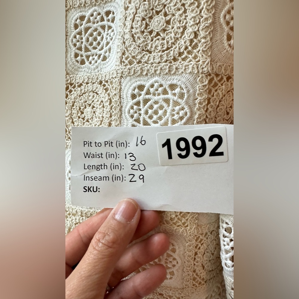 Sundays, Garcia , nwt, Cream Crochet Matching Set, Size XS | 1992 - Picture 6 of 8